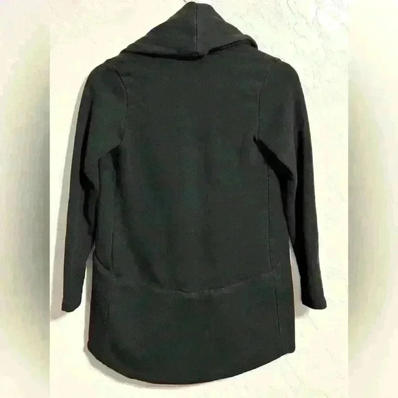 James Perse 100% Terry Cotton Loungewear Shawl Cardigan Sweatshirt Black Size 1 - Picture 3 of 4